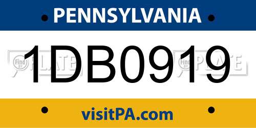 1DB0919 Pennsylvania License Plate