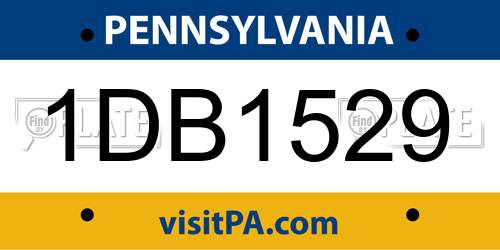 1DB1529 Pennsylvania License Plate