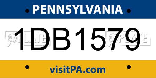1DB1579 Pennsylvania License Plate