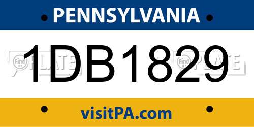 1DB1829 Pennsylvania License Plate