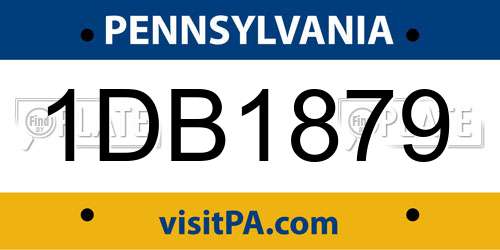 1DB1879 Pennsylvania License Plate