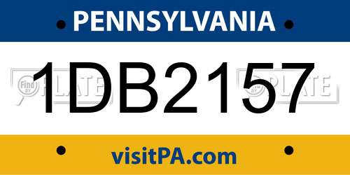 1DB2157 Pennsylvania License Plate