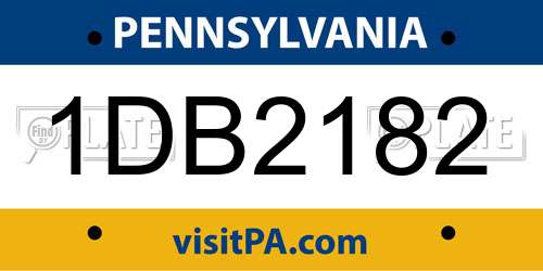1DB2182 Pennsylvania License Plate