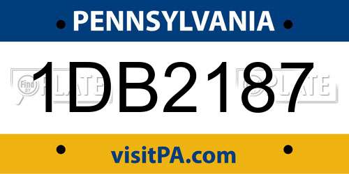 1DB2187 Pennsylvania License Plate