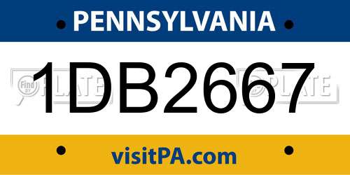 1DB2667 Pennsylvania License Plate