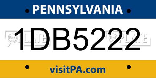 1DB5222 Pennsylvania License Plate