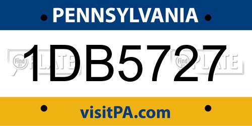 1DB5727 Pennsylvania License Plate