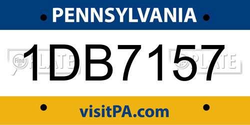 1DB7157 Pennsylvania License Plate