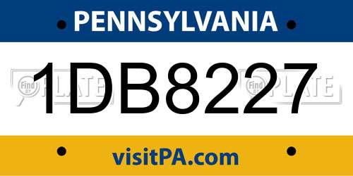 1DB8227 Pennsylvania License Plate