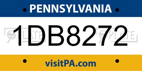 1DB8272 Pennsylvania License Plate