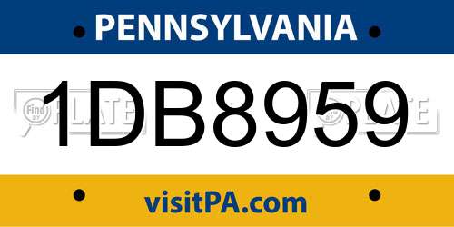 1DB8959 Pennsylvania License Plate
