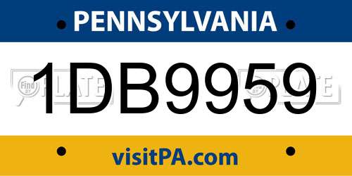 1DB9959 Pennsylvania License Plate