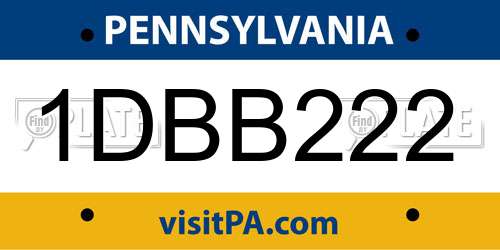 1DBB222 Pennsylvania License Plate