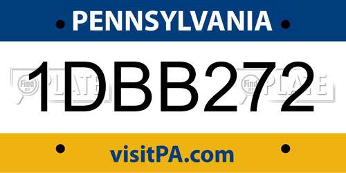 1DBB272 Pennsylvania License Plate