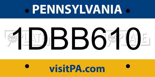 1DBB610 Pennsylvania License Plate