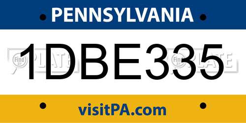 1DBE335 Pennsylvania License Plate