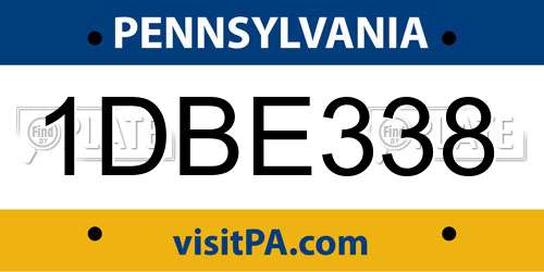 1DBE338 Pennsylvania License Plate