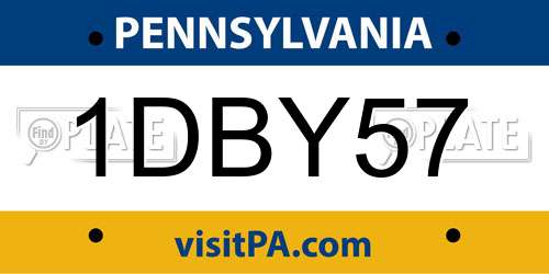 1DBY57 Pennsylvania License Plate