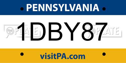1DBY87 Pennsylvania License Plate
