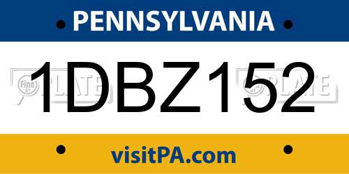1DBZ152 Pennsylvania License Plate