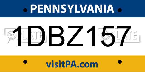 1DBZ157 Pennsylvania License Plate