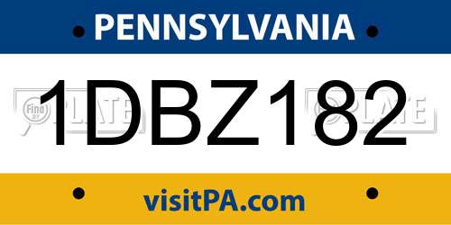 1DBZ182 Pennsylvania License Plate