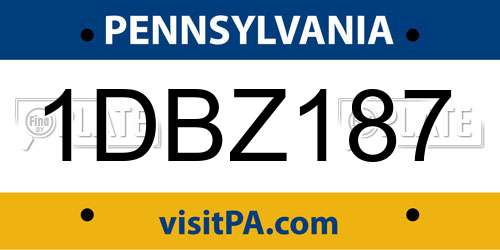 1DBZ187 Pennsylvania License Plate