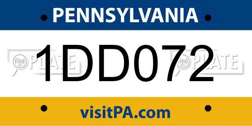 1DD072 Pennsylvania License Plate