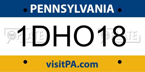 1DHO18 Pennsylvania License Plate
