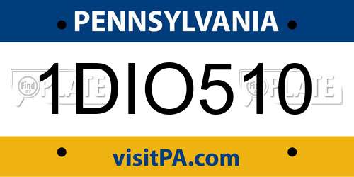 1DIO510 Pennsylvania License Plate