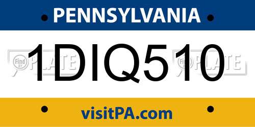 1DIQ510 Pennsylvania License Plate