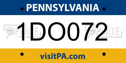 1DO072 Pennsylvania License Plate