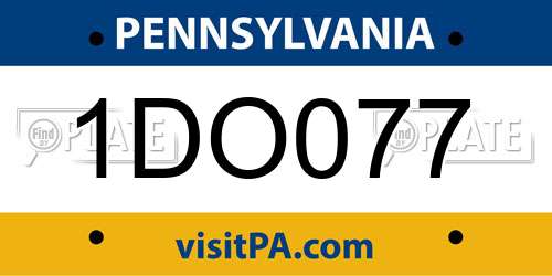 1DO077 Pennsylvania License Plate