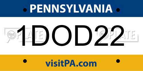 1DOD22 Pennsylvania License Plate