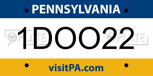 1DOO22 Pennsylvania License Plate