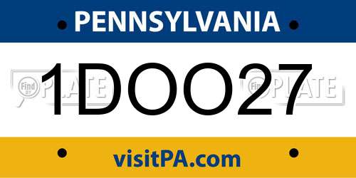 1DOO27 Pennsylvania License Plate