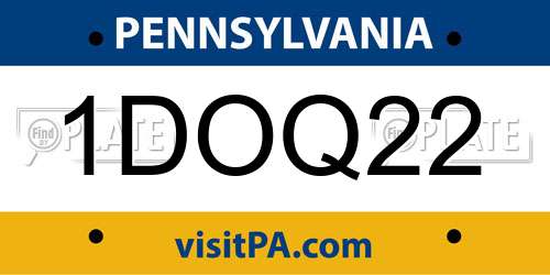 1DOQ22 Pennsylvania License Plate