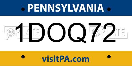 1DOQ72 Pennsylvania License Plate