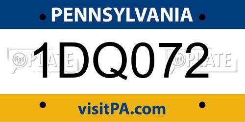1DQ072 Pennsylvania License Plate