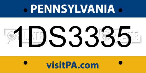 1DS3335 Pennsylvania License Plate