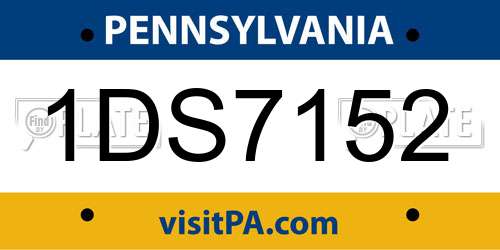 1DS7152 Pennsylvania License Plate