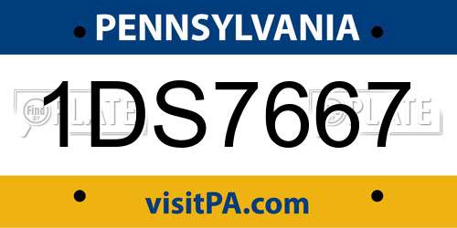 1DS7667 Pennsylvania License Plate