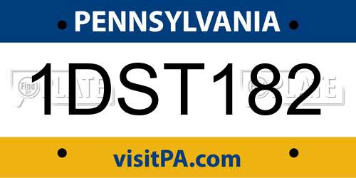 1DST182 Pennsylvania License Plate