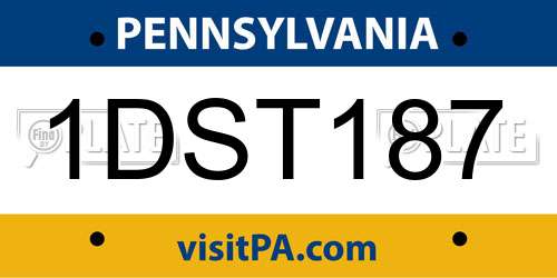 1DST187 Pennsylvania License Plate