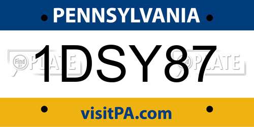 1DSY87 Pennsylvania License Plate