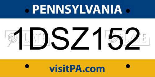 1DSZ152 Pennsylvania License Plate
