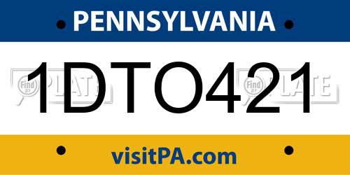 1DTO421 Pennsylvania License Plate
