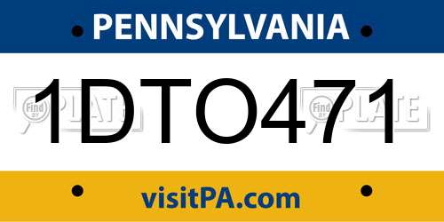 1DTO471 Pennsylvania License Plate