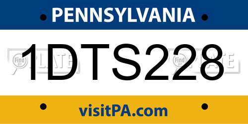 1DTS228 Pennsylvania License Plate