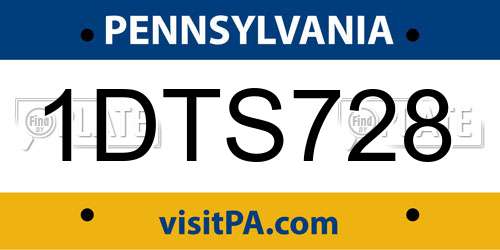 1DTS728 Pennsylvania License Plate